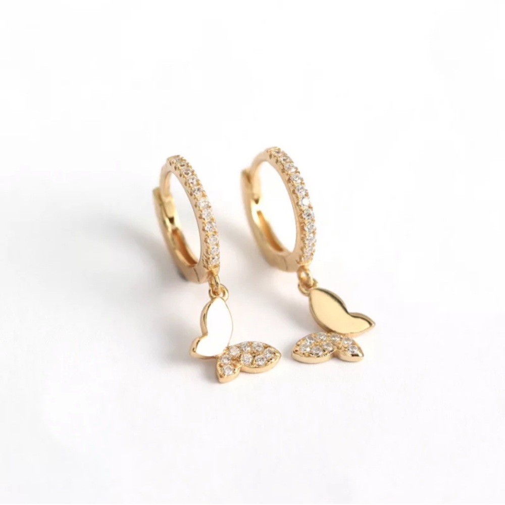 NWT sterling silver gold plated butterfly earrings